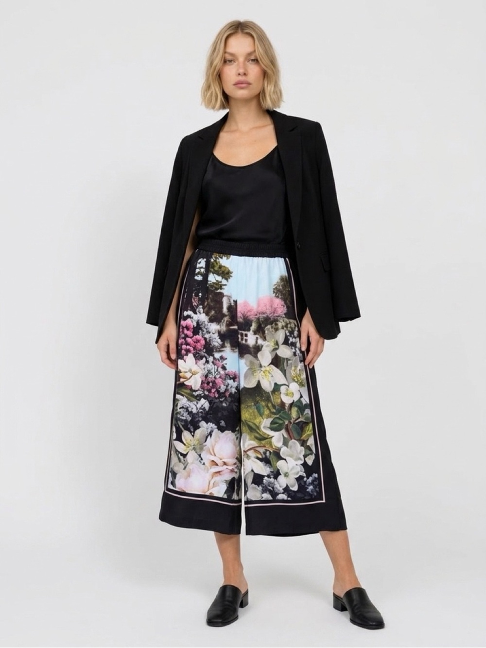 Ted Baker Black Skirt with Pastel Floral Panel
